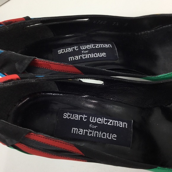 Stuart Weitzman vtg. 80s mosaic green yellow heels - Picture 7 of 8